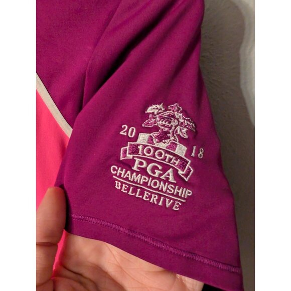 Annika Cutter & Buck 2018 PGA Bellerive Pink Purple DryTec Mock Neck Golf Top XS - Picture 4 of 6